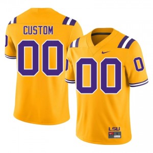 Custom #00 LSU Tigers Gold Men Tackle Twill Jersey | Timeless SEC Football Gear 4kJ17o44