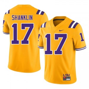 Damien Shanklin #17 Geaux Tigers Gold Men Moisture Wicking Jersey | Replica University Football Uniform d3g43225