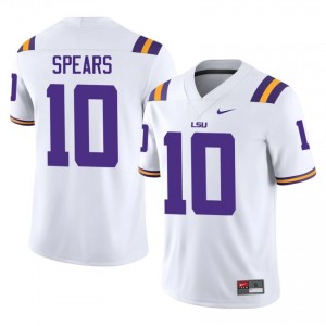Dashawn Spears #10 Geaux Tigers White Men Sewn Jersey | Officially Licensed University Football Uniform 7V5d7T96