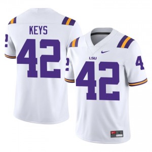 Davhon Keys #42 Geaux Tigers White Men Sewn Jersey | Replica University Football Edition 6N176F12