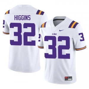 Gavin Higgins #32 Geaux Tigers White Men Moisture Wicking Jersey | Limited University Football Wear LOs45w45