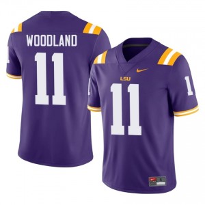 PJ Woodland #11 Geaux Tigers Purple Men Sewn Jersey | Highly Sought?After University Football Merchandise Q6KM4517