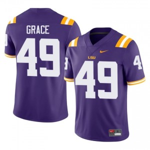 Theo Grace #49 Geaux Tigers Purple Men Moisture Wicking Jersey | Elite University Football Merch 66qEUT49