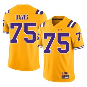 Weston Davis #75 Geaux Tigers Gold Men Moisture Wicking Jersey | Tailored University Football Merch 33BLS516