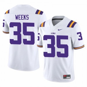 Zach Weeks #35 Fighting Tigers White Men Lightweight Jersey | Standout NCAA Football Apparel klHD4559