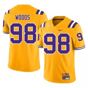 Achilles Woods #98 Fighting Tigers Gold Men Lightweight Jersey | Authentic NCAA Football Apparel s65d0317