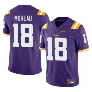 Foster Moreau #18 LSU Tigers Purple Men Breathable Jersey | Classic College Football Gear cO87iu74