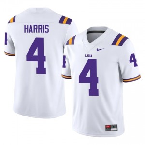 Jackson Harris #4 Geaux Tigers White Men Moisture Wicking Jersey | Durable University Football Merchandise 050Lu834