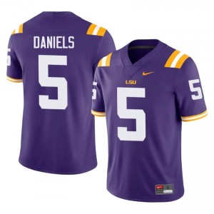 Jayden Daniels #5 Geaux Tigers Purple Men Sewn Jersey | Rare University Football Edition K17VqP80