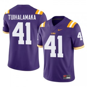 Junior Tuihalamaka #41 Geaux Tigers Purple Men Moisture Wicking Jersey | Classic University Football Uniform 4oXP7042