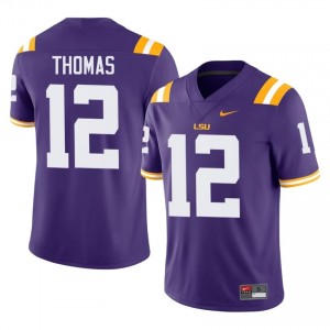 Malachi Thomas #12 LSU Tigers Purple Men Mesh Jersey | Rare SEC Football Uniform 22qkd721
