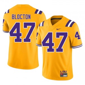 Malik Blocton #47 Geaux Tigers Gold Men Sewn Jersey | Authenticity University Football Gear pis45L38