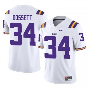 Mason Dossett #34 LSU Tigers White Men Embroidery Jersey | Rare College Football Merch TBMkX399