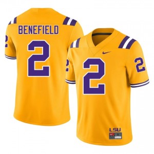 Ty Benefield #2 LSU Tigers Gold Men Embroidery Jersey | Iconic College Football Merchandise 8kSpD293