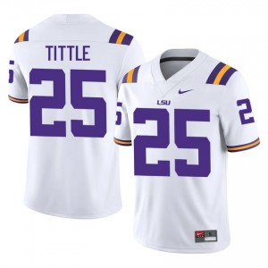 Y.A. Tittle #25 LSU Tigers White Men Embroidery Jersey | Elite College Football Uniform OOIn3d95