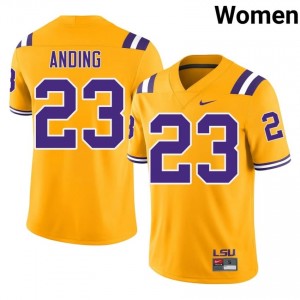 Aidan Anding #23 LSU Gold Women Performance Jersey | Gameday High School Football Merch 6Uy0JM57