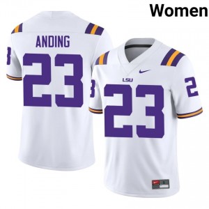 Aidan Anding #23 Geaux Tigers White Women Moisture Wicking Jersey | Premium University Football Edition rMo2b415
