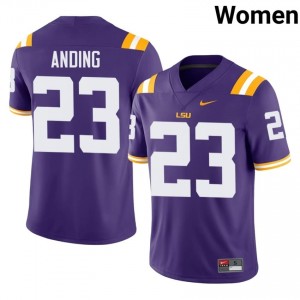 Aidan Anding #23 LSU Tigers Purple Women Tackle Twill Jersey | Authentic SEC Football Apparel 7J3CHW79