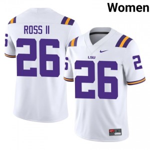Charles Ross II #26 LSU Tigers White Women Breathable Jersey | Tailored College Football Merch myR74g33