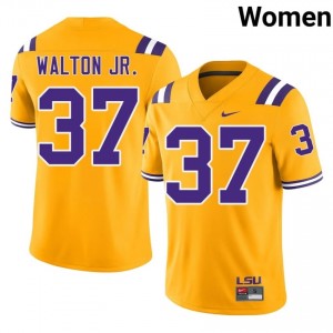 Craig Walton Jr. #37 Fighting Tigers Gold Women Lightweight Jersey | Fresh NCAA Football Edition 7671Ua63