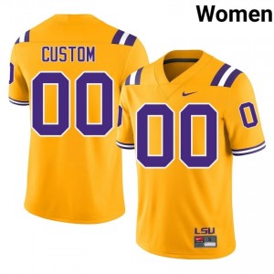 Custom #00 LSU Gold Women Stitch Jersey | Rare High School Football Merch i65M7G98