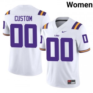 Custom #00 Geaux Tigers White Women Sewn Jersey | Latest University Football Edition 3N70MP94