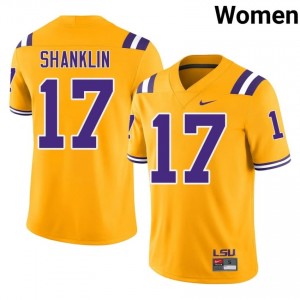 Damien Shanklin #17 Fighting Tigers Gold Women Stitched Jersey | Timeless NCAA Football Merchandise 0x247M19