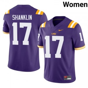Damien Shanklin #17 Geaux Tigers Purple Women Sewn Jersey | Popular University Football Edition 43f0bB19