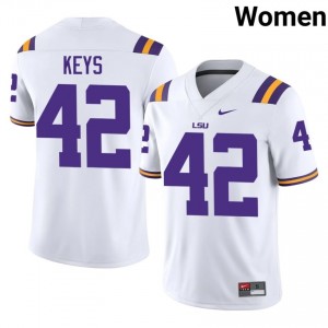 Davhon Keys #42 Fighting Tigers White Women Lightweight Jersey | Timeless NCAA Football Gear 7h3WqB62