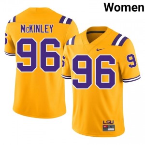 Dominick McKinley #96 LSU Tigers Gold Women Mesh Jersey | Classic SEC Football Uniform qBDI3486