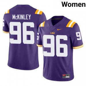 Dominick McKinley #96 Fighting Tigers Purple Women Lightweight Jersey | Iconic NCAA Football Wear O6r70822