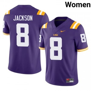 Ja'Keem Jackson #8 Geaux Tigers Purple Women Moisture Wicking Jersey | Durable University Football Wear 6EVt7075