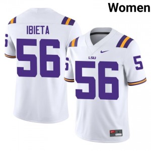 Jake Ibieta #56 Geaux Tigers White Women Moisture Wicking Jersey | Classic University Football Merchandise NqAA0044