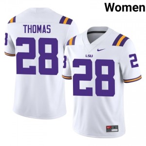 Jhase Thomas #28 LSU Tigers White Women Mesh Jersey | Durable SEC Football Apparel 4OC23316