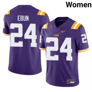 Joseph Ebun #24 Geaux Tigers Purple Women Moisture Wicking Jersey | Alumni University Football Gear V8167076