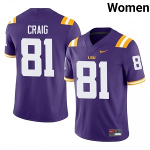 Landon Craig #81 Fighting Tigers Purple Women Stitched Jersey | Timeless NCAA Football Apparel 8FyeM681