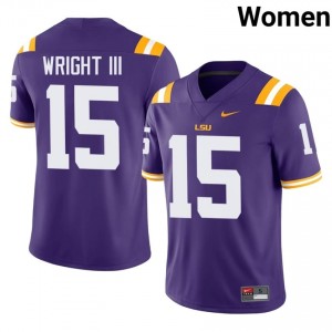 Phillip Wright III #15 LSU Tigers Purple Women Breathable Jersey | Pro Cut College Football Gear REuypE19
