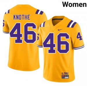 Seth Knothe #46 LSU Gold Women Stitch Jersey | Replica High School Football Apparel du53CK52