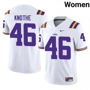 Seth Knothe #46 Geaux Tigers White Women Sewn Jersey | Authenticity University Football Uniform 0tQ83849