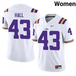 Silas Hall #43 LSU Tigers White Women Breathable Jersey | Authentic College Football Merchandise 2Pox1418