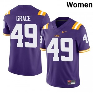 Theo Grace #49 Fighting Tigers Purple Women Stitched Jersey | Replica NCAA Football Uniform 12757n85