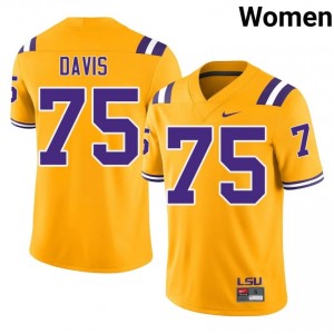Weston Davis #75 Fighting Tigers Gold Women Stitched Jersey | Authentic NCAA Football Uniform r2836U91