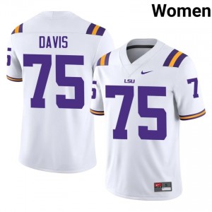 Weston Davis #75 LSU White Women Stitch Jersey | Limited High School Football Gear dOl0en11
