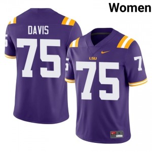 Weston Davis #75 Geaux Tigers Purple Women Sewn Jersey | Elite Thread University Football Wear L3432230
