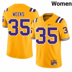 Zach Weeks #35 Geaux Tigers Gold Women Moisture Wicking Jersey | Highly Sought?After University Football Gear 1n7P4116