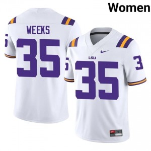 Zach Weeks #35 LSU Tigers White Women Tackle Twill Jersey | Popular SEC Football Wear 4n26M024