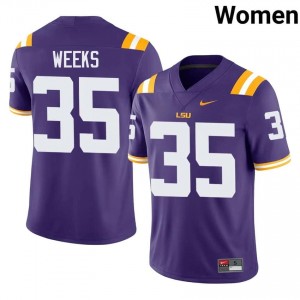 Zach Weeks #35 LSU Tigers Purple Women Embroidery Jersey | Rare College Football Merchandise vRj7V675