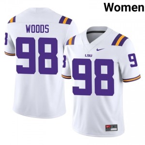 Achilles Woods #98 LSU Tigers White Women Embroidery Jersey | Pro Cut College Football Merchandise Y7Nm4n85