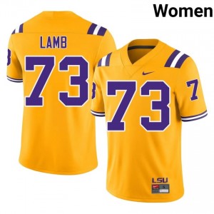 Adrian Lamb #73 LSU Tigers Gold Women Mesh Jersey | Genuine SEC Football Uniform VU2e1164