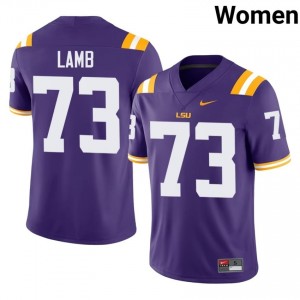 Adrian Lamb #73 Fighting Tigers Purple Women Lightweight Jersey | Licensed NCAA Football Wear S31mtR23